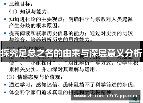 探究足总之名的由来与深层意义分析 探究足总之名的由来与深层意义分析